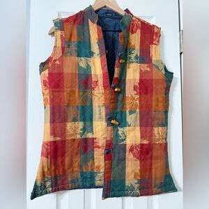 Vintage Blassport Denim Quilted Reversible Vest Womens Size Large